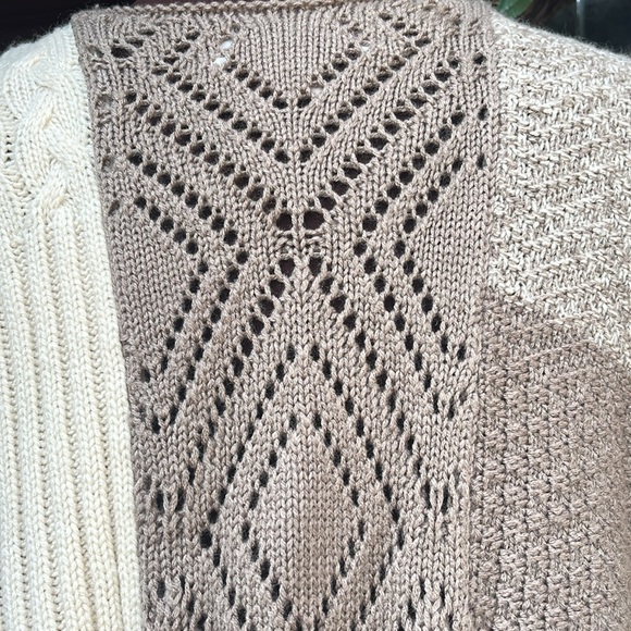 EUC Knox Rose open front cardigan with multiple knit panes of different pattern - Picture 7 of 10